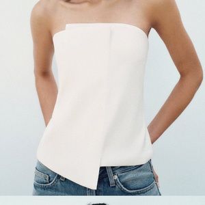 ZARA STRAPLESS SATIN EFFECT TOP